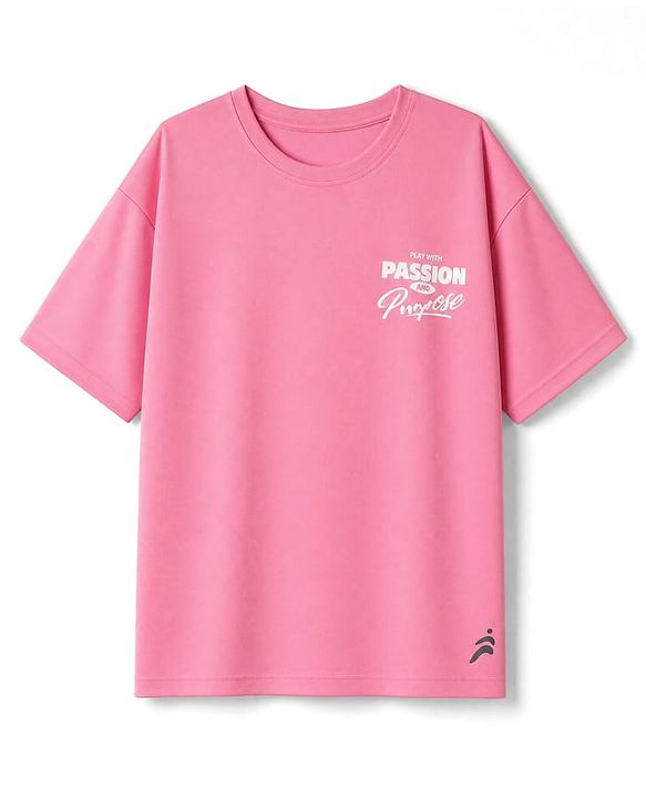 Pine Active Cotton Knit Half Sleeves T-Shirt With Text Print - Pink