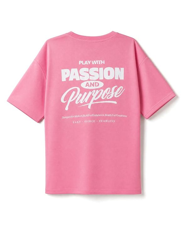 Pine Active Cotton Knit Half Sleeves T-Shirt With Text Print - Pink