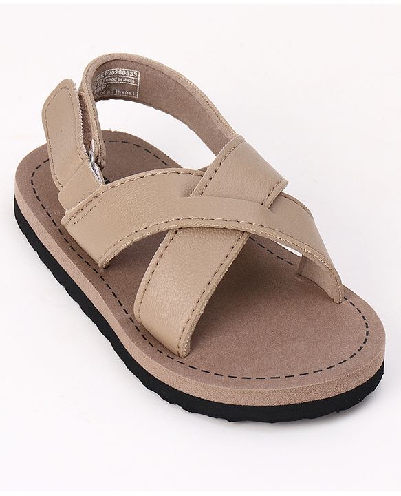 Cute Walk by Babyhug Velcro Closure Solid Sandal in Beige