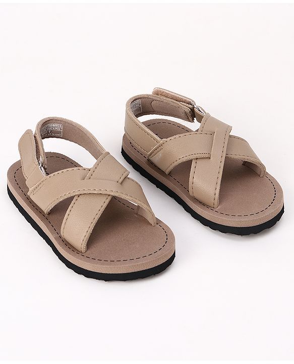 Cute Walk by Babyhug Velcro Closure Solid Sandal in Beige