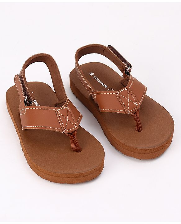 Cute Walk by Babyhug Velcro Closure Sandal in Brown