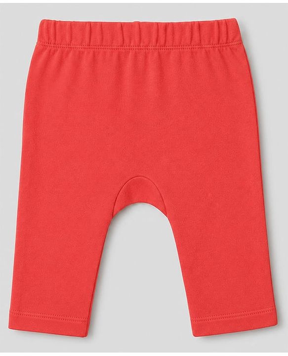 Babyhug 100% Cotton Interlock Knit Full Length Striped Diaper Leggings With Fruit Print Pack of 3 - Yellow, White & Red
