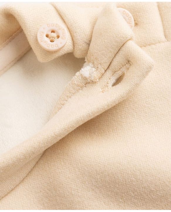 Babyhug Disney Fleece Knit Full Sleeves Winter Wear Suit With Minnie Mouse Foil Print- OffWhite