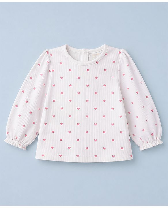 Babyhug Cotton Knit Frock with Inner Tee with Full Sleeves and Bear Patch & Text Embroidery in Pink