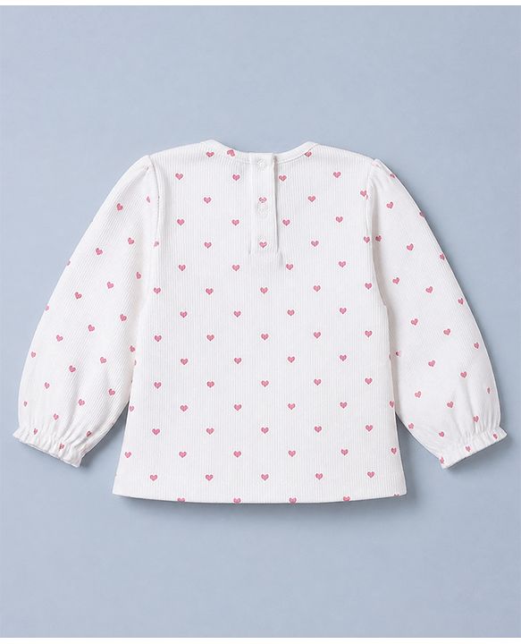 Babyhug Cotton Knit Frock with Inner Tee with Full Sleeves and Bear Patch & Text Embroidery in Pink