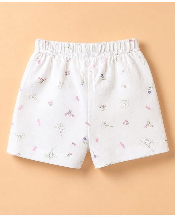 Babyhug 100% Cotton Jersey Knit Mid Thigh Floral & Polka Dots Printed Shorts With Bow Applique Pack Of 3 - Purple White & Pink