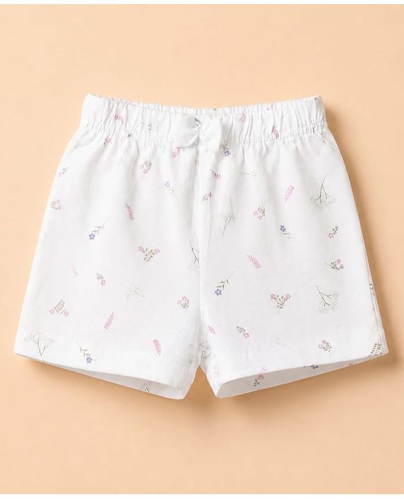 Babyhug 100% Cotton Jersey Knit Mid Thigh Floral & Polka Dots Printed Shorts With Bow Applique Pack Of 3 - Purple White & Pink