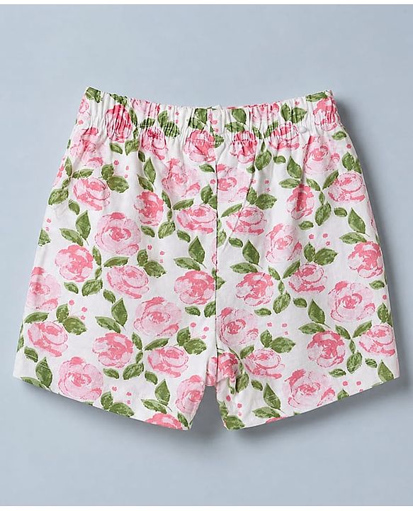 Babyhug Cotton Jersey Knit Mid Thigh Shorts With Floral & Heart Print Pack of 3 - Pink