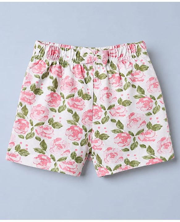 Babyhug Cotton Jersey Knit Mid Thigh Shorts With Floral & Heart Print Pack of 3 - Pink