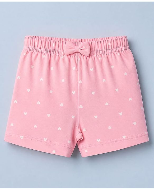 Babyhug Cotton Jersey Knit Mid Thigh Shorts With Floral & Heart Print Pack of 3 - Pink