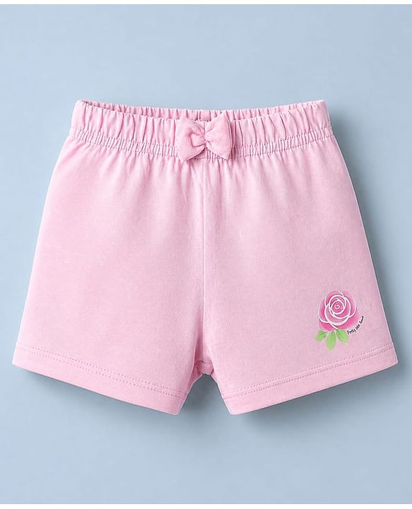 Babyhug Cotton Jersey Knit Mid Thigh Shorts With Floral & Heart Print Pack of 3 - Pink