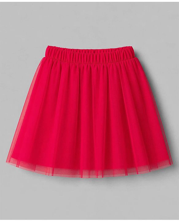 Babyhug Single Jersey Knit Half Sleeves Top & Pleated Skirt Set Floral Print - Off White & Red