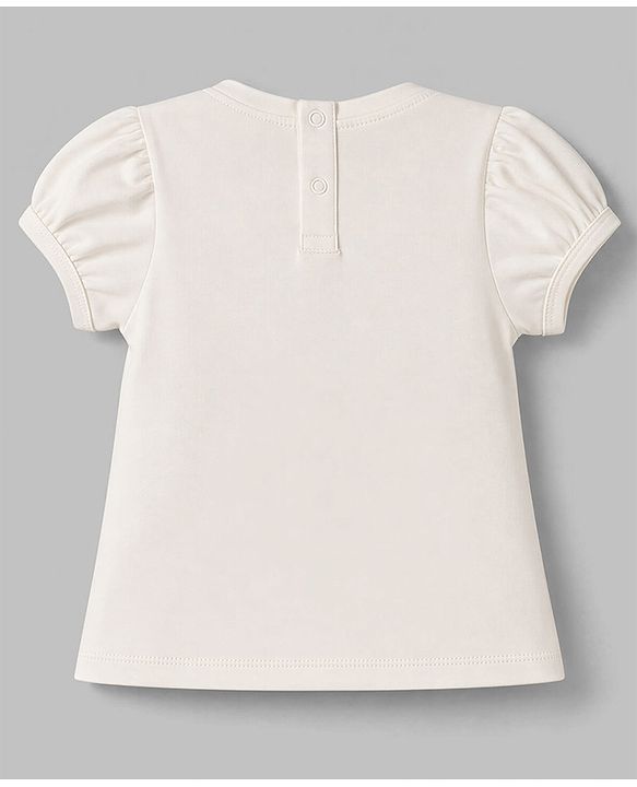 Babyhug Single Jersey Knit Half Sleeves Top & Pleated Skirt Set Floral Print - Off White & Red