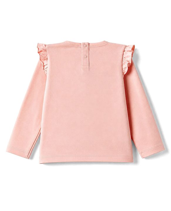 Babyhug Single Jersey Knit Full Sleeves Top & Skirt Set Star & Text Print - Pink & Navy Blue