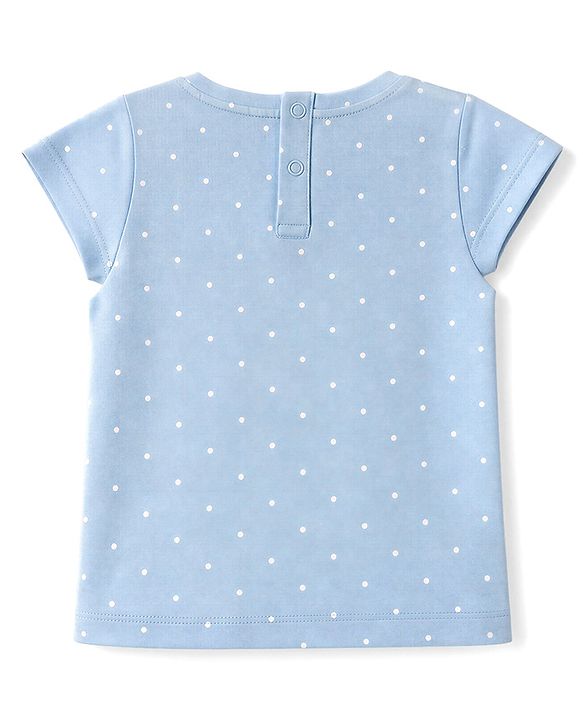 Babyhug Single Jersey Knit Half Sleeves Top & Skirt Set Floral Print - Pink & Blue