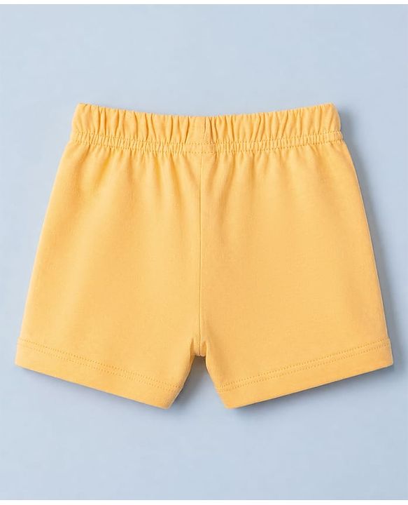 Babyhug 100% Cotton Jersey Knit Mid Thigh Striped Shorts With Floral Print Pack - White & Yellow