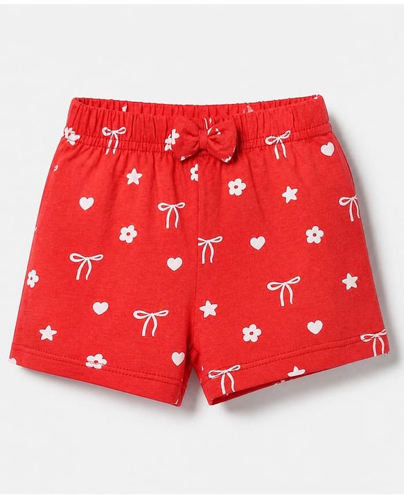 Babyhug Cotton Jersey Knit Short With Floral Print Pack of 3 - Navy Blue Pink Red