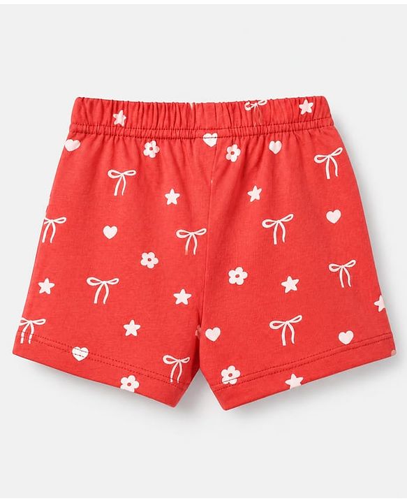 Babyhug Cotton Jersey Knit Short With Floral Print Pack of 3 - Navy Blue Pink Red