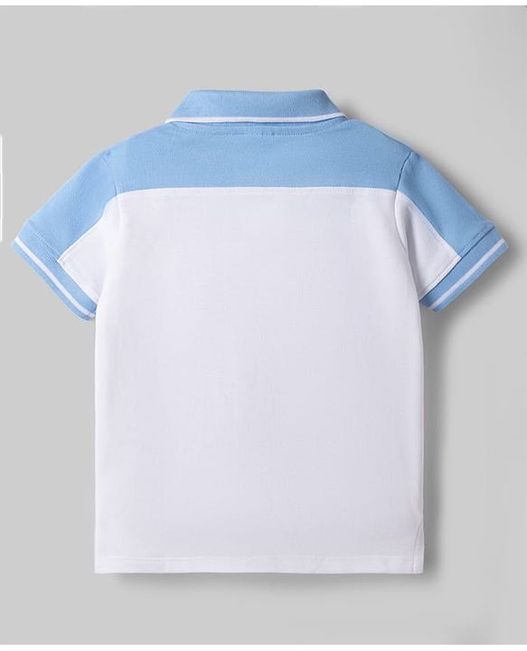 Babyhug Marvel Cotton Knit Half Sleeves Polo T-Shirt  with Captain America Print - White