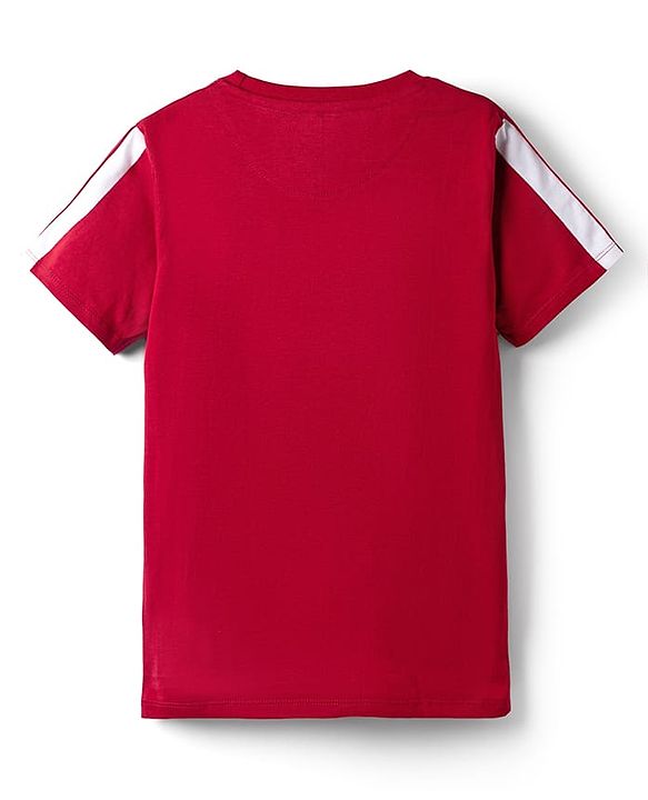 Pine Kids Marvel Single Jersey Knit Half Sleeves T-Shirt with Captain America Print - Red