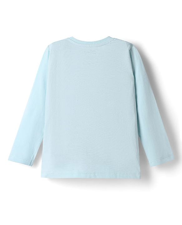 Babyhug Disney Single Jersey Knit Full Sleeves T-Shirt & Pyjama Night Suit with Mickey Mouse Graphic - Light Blue