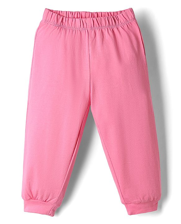 Babyhug Disney Single Jersey Knit Full Sleeves T-Shirt & Pyjama Night Suit With Stitch & Angel Graphic - Pink & Light Green