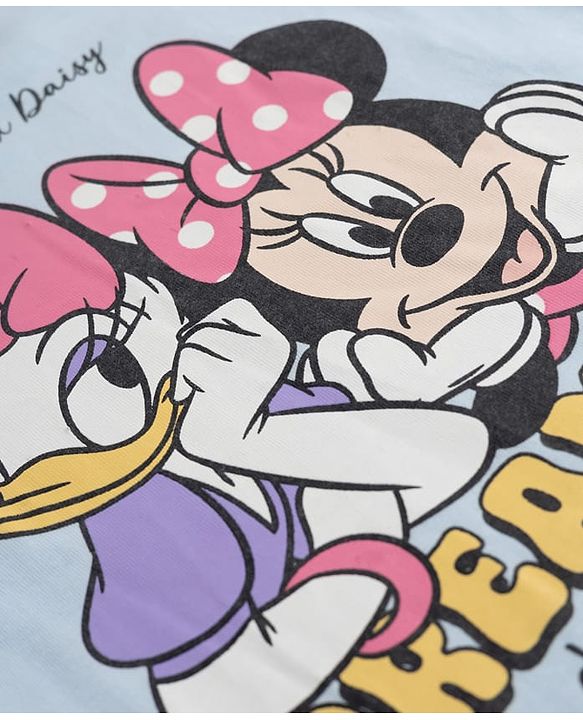 Babyhug Disney Single Jersey Knit Full Sleeves T-Shirt & Pyjama Night Suit with Minnie & Friends Graphics - Sky Blue