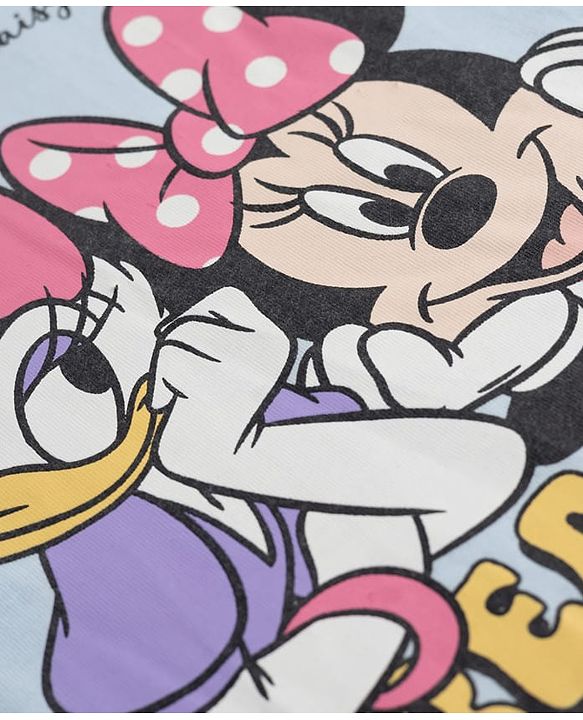 Babyhug Disney Single Jersey Knit Full Sleeves T-Shirt & Pyjama Night Suit with Minnie & Friends Graphics - Sky Blue