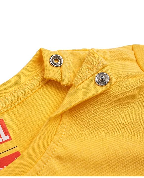 Babyhug Marvel Single Jersey Knit Full Sleeve T-shirt & Pyjama Night Suit With Avengers Graphic & Text Print - Yellow