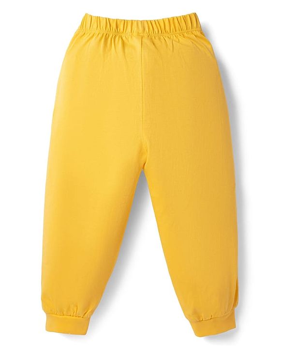 Babyhug Marvel Single Jersey Knit Full Sleeve T-shirt & Pyjama Night Suit With Avengers Graphic & Text Print - Yellow