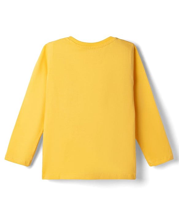 Babyhug Marvel Single Jersey Knit Full Sleeve T-shirt & Pyjama Night Suit With Avengers Graphic & Text Print - Yellow