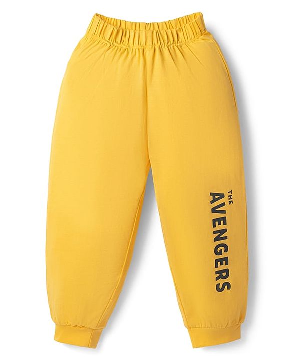 Babyhug Marvel Single Jersey Knit Full Sleeve T-shirt & Pyjama Night Suit With Avengers Graphic & Text Print - Yellow