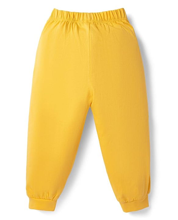 Babyhug Marvel Single Jersey Knit Full Sleeve T-shirt & Pyjama Night Suit With Avengers Graphic & Text Print - Yellow