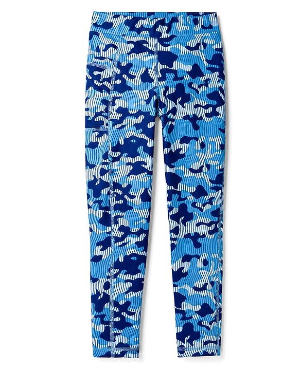 Pine Active Knit Full Length Camouflage Printed Leggings - Blue