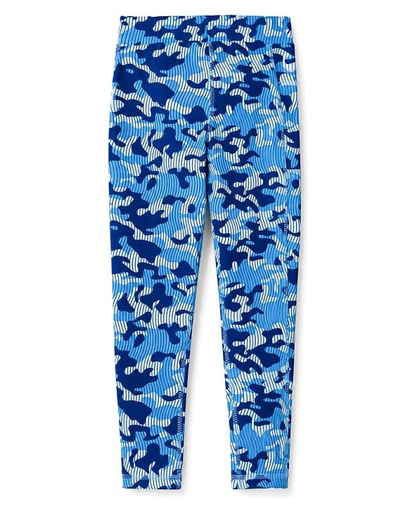 Pine Active Knit Full Length Camouflage Printed Leggings - Blue
