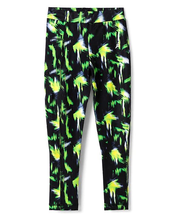 Pine Active Knit Full Length Abstract Printed Leggings - Black