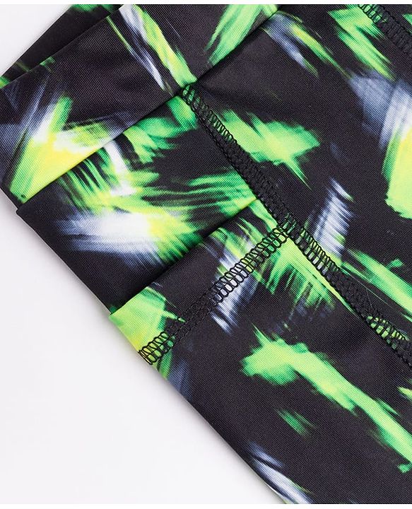 Pine Active Knit Full Length Abstract Printed Leggings - Black