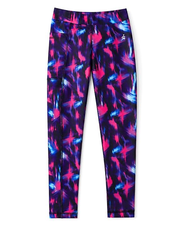 Pine Active Knit Full Length Abstract Printed Leggings - Purple