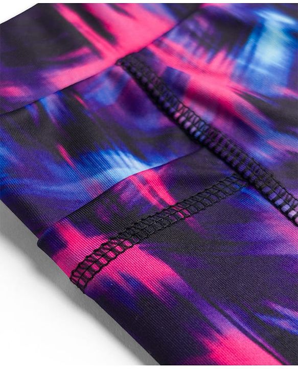 Pine Active Knit Full Length Abstract Printed Leggings - Purple