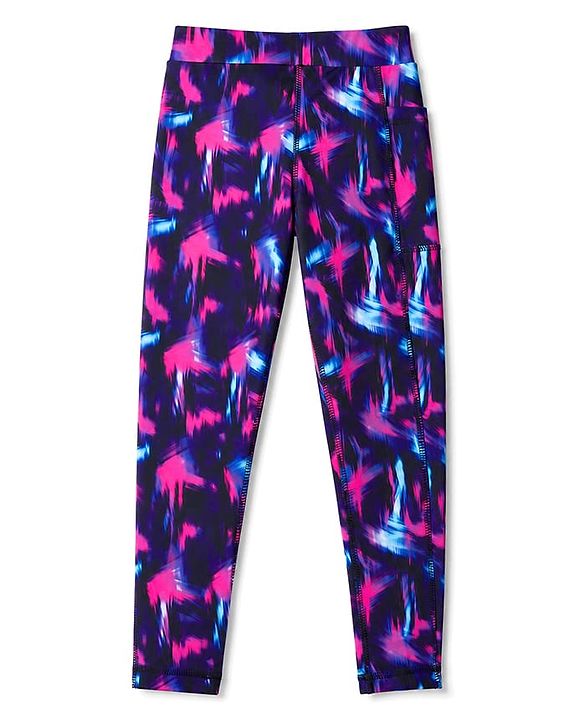Pine Active Knit Full Length Abstract Printed Leggings - Purple