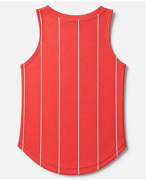 Pine Active Knit Sleeveless T-Shirt With Text Print - Red