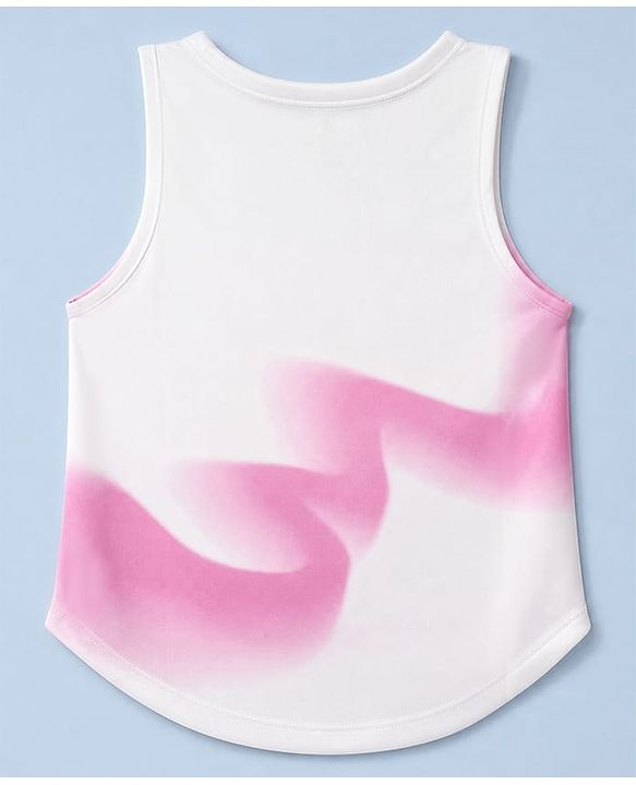 Pine Active Knit Sleeveless T-Shirt With Text Print - White & Pink