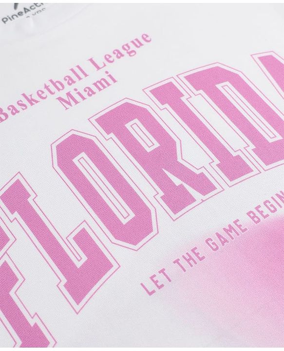 Pine Active Knit Sleeveless T-Shirt With Text Print - White & Pink
