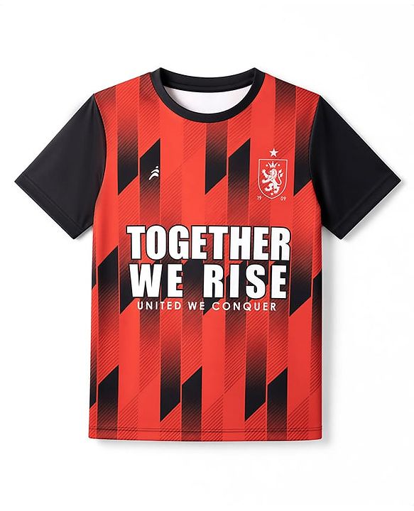 Pine Active Knit Half Sleeves Text Printed T-Shirt - Red
