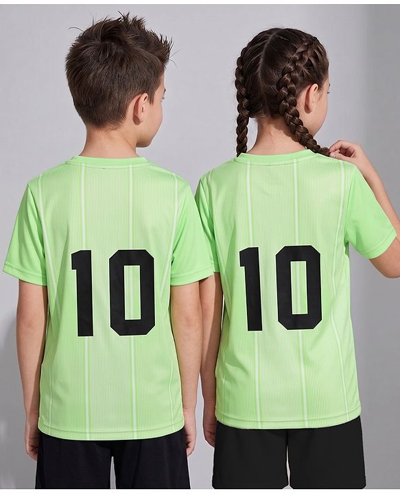 Pine Active Knit Half Sleeves T-Shirt with Numeric Print - Green