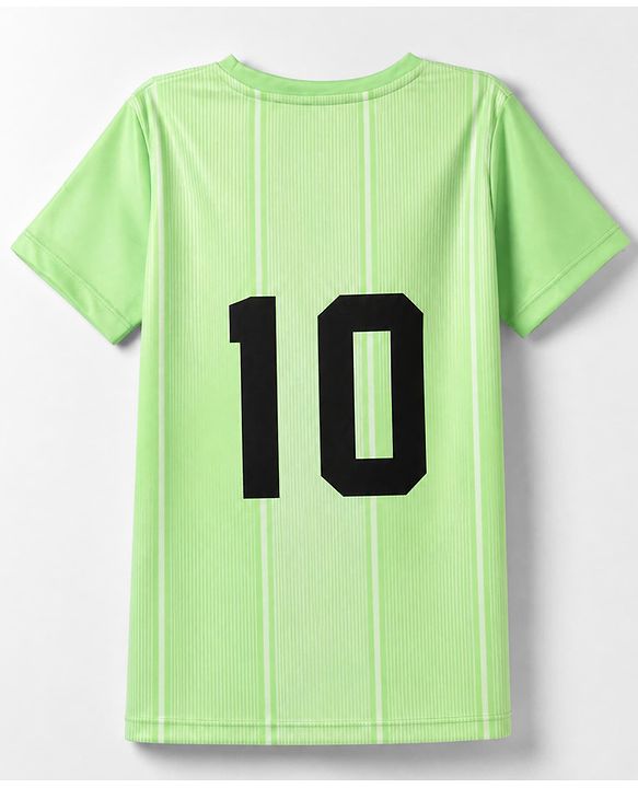 Pine Active Knit Half Sleeves T-Shirt with Numeric Print - Green