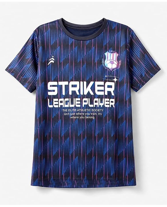 Pine Active Knit Half Sleeves T-Shirt With Text Print - Navy Blue