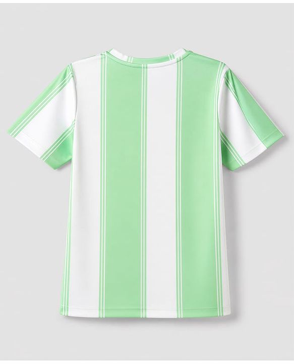 Pine Active Knit Half Sleeves T-Shirt with Stripes & Chicago 23 Print - Green