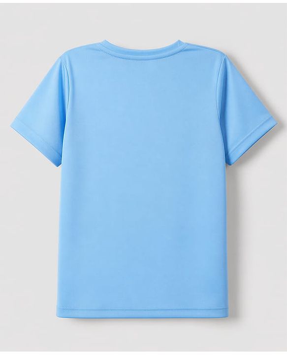 Pine Active Knit Half Sleeves T-Shirt  with Text Print - Blue