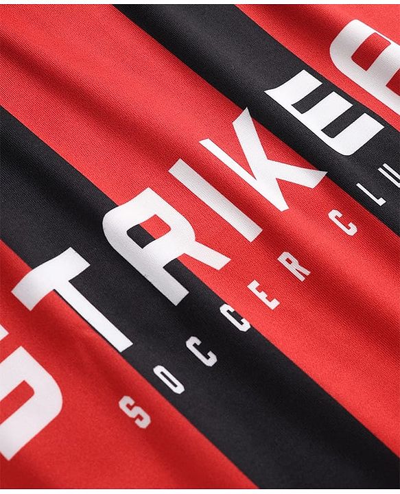 Pine Active Knit Half Sleeves Striped T-Shirt With Text Print - Red & Black